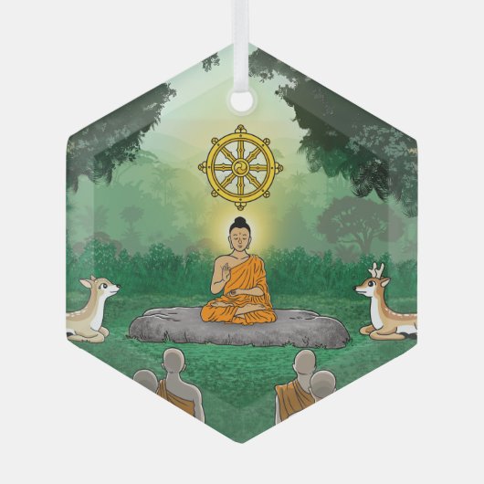 Dreifachsteine: Buddha, Dharma, Sangha-Ornament Ornament Aus Glas (Vorderseite)