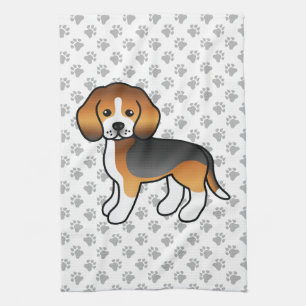 Dreifarben-Beagle Süßer Cartoon-Hund Geschirrtuch