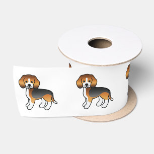 Dreifarben-Beagle Süßer Cartoon-Hund Satinband