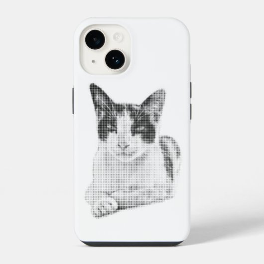 Dreifarbenkatze Halftone iPhone Hülle (Rückseite)