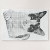 Dreifarbenkatze Retro Halfton Puzzle (Horizontal)
