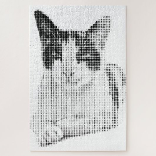 Dreifarbenkatze Retro Halfton Puzzle (Vertikal)