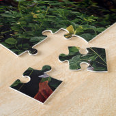 Dreifarbige Katze auf einem Hocker im Gewächshaus Puzzle (Seite)