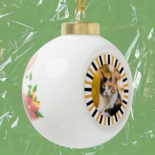 Dreifarbige Katze Keramik Kugel-Ornament