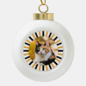 Dreifarbige Katze Keramik Kugel-Ornament (Vorderseite)