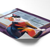 Dreifarbige Katze | Wasserfarben-Fensterbank-Haust Poster (Ecke)