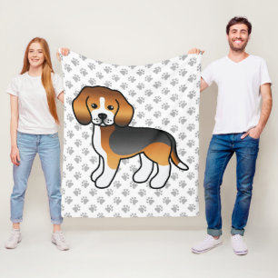 Dreifarbiger Beagle Cartoon-Hund und Pfoten Fleecedecke