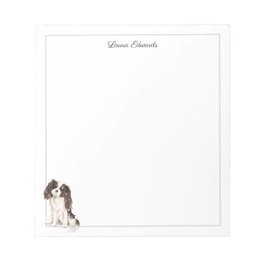 Dreifarbiger Cavalier King Charles Spaniel Border Notizblock (Vorderseite)