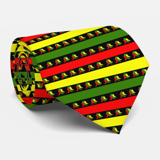 Dreifarbiger Chili Pfefferstreifen Krawatte (Gerollt)