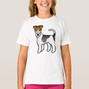 Dreifarbiger Draht-Fuchs-Terrier Süßer Cartoon-Hun T-Shirt