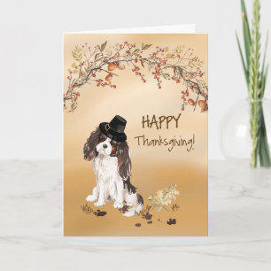 Dreifarbiger King Charles Spaniel Lustiger Thanksg Karte