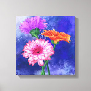 Dreifarbiges Gerbera-Leinwandbild - Malerei Leinwanddruck