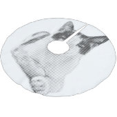 Dreifarbiges Katze Minimal Halftone Polyester Weihnachtsbaumdecke (Schrägansicht)