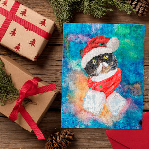 Dreifarbiges Katzen-Wasserfarben-Feiertags-Weihnac Puzzle