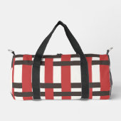 Dreifarbiges Webmuster rot braun retro Duffle Bag (Vorderseite)
