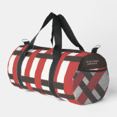 Dreifarbiges Webmuster rot braun retro Duffle Bag (Rechte Ecke)