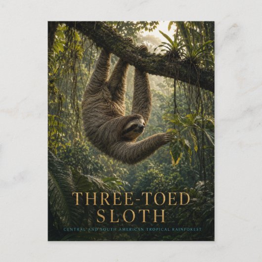 Dreifingerfaultier Regenwald TIERE Postkarte (Vorderseite)