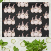 Dreigeisternes graues Hexenmuster Halloween Geschirrtuch (Gefaltet)
