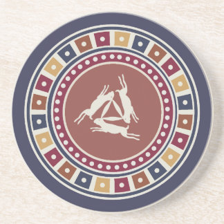 Dreihaarmotiv und Vintage Geometrie Getränkeuntersetzer