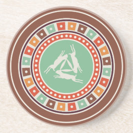 Dreihaarmotiv und Vintage Geometrie Getränkeuntersetzer