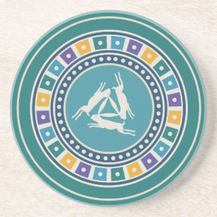 Dreihaarmotiv und Vintage Geometrie Getränkeuntersetzer