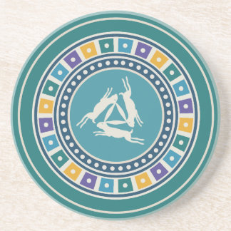 Dreihaarmotiv und Vintage Geometrie Getränkeuntersetzer