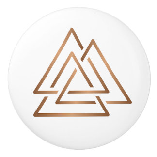 Dreiknotensymbol - Minimalistische Bronze-Linienku Keramikknauf