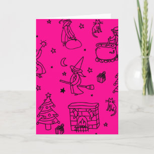 Dreikönigstag Weihnachten Hexe Befana rosa Einladung