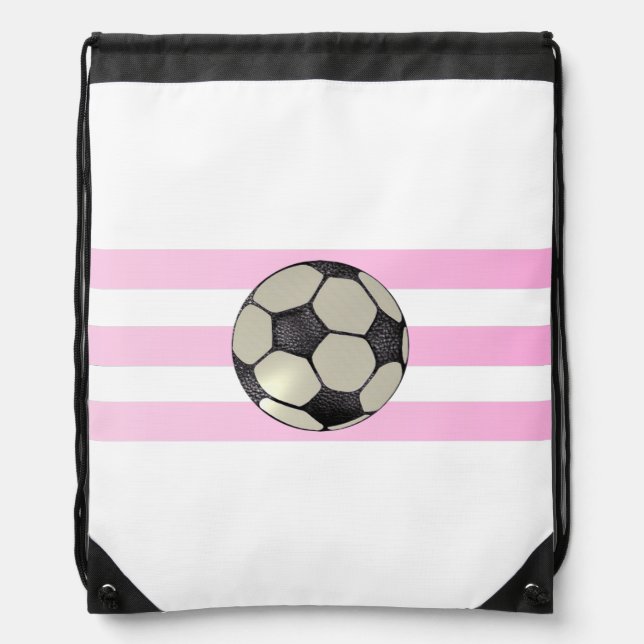 Dreilpink Strip Soccer Ball Backpack Sportbeutel (Vorderseite)