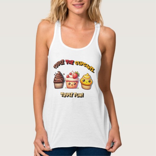 Dreimal die Cupcakes, Triple Fun! Tank Top (Vorderseite)