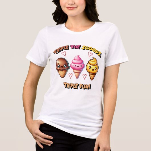 Dreimal die Scoops, Triple Fun! Tri-Blend Shirt (Vorderseite)
