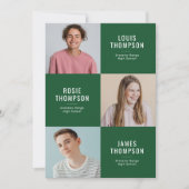 Dreimal Grad 3 Foto Grüne Graduierungspartei Einladung (Vorderseite)