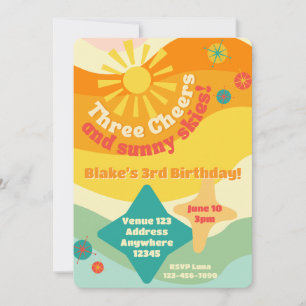 Dreimal Hoch Sunny Sky, Bunter Sonnenschein 3. Geb Einladung