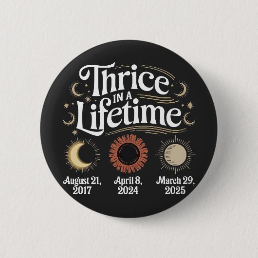 Dreimal im Leben 2025 Solar Eclipse Astronomie Button (Vorderseite)