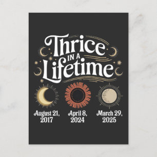 Dreimal im Leben 2025 Solar Eclipse Astronomie Feiertagspostkarte