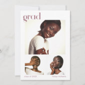 Dreimal rosa Party für Fotocollage Einladung (Vorderseite)