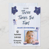 Dreimal Spaß, anpassbarer 3. Geburtstag Einladung (Vorne/Hinten)
