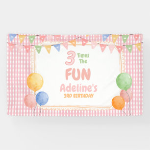 Dreimal Spaß zum Pink Geburtstag Banner