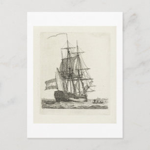 Dreimastschiff mit zwei Figuren in der Takelage  Postkarte