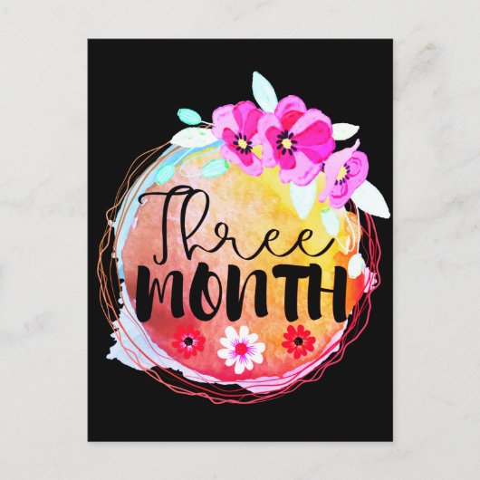 Dreimonatiges Baby-Meilenstein-Etikett Postkarte (Vorderseite)