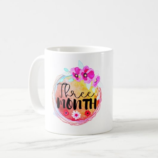 Dreimonatiges Blumenbester Meilenstein Kaffeetasse (Vorderseite Links)