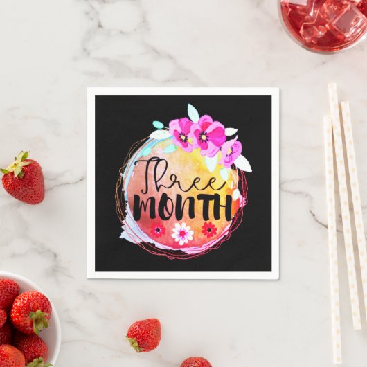 Dreimonatiges Blumenbester Meilenstein Serviette (Beispiel)