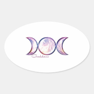Dreimondgöttin irisierende Perle Ovaler Aufkleber