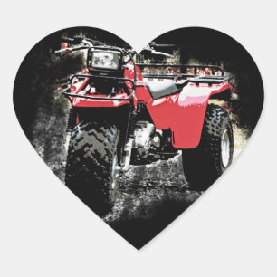 Dreirad-ATC-Rot-Trike-Motorrad Herz-Aufkleber