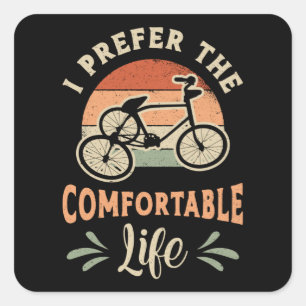 Dreirad Triker Ich bevorzuge den bequemen Vintage- Quadratischer Aufkleber