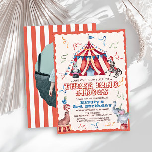 Dreiring-Zirkus-Karneval Foto 3. Geburtstag Einladung