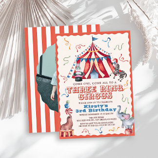 Dreiring-Zirkus-Karneval Foto 3. Geburtstag Einladung