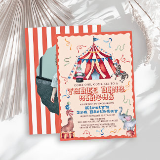 Dreiring-Zirkus-Karneval Foto 3. Geburtstag Einladung