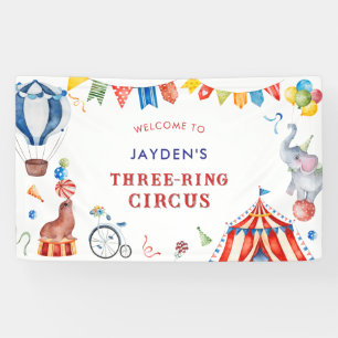 Dreiring-Zirkus-Karneval-Geburtstags-Willkommen Banner