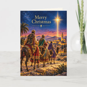 Dreise Könige auf dem Weg nach Bethlehem Weihnacht Karte